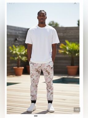 THC| Hideout| Floral Chosen Home Track Pants|White|Large|NWT